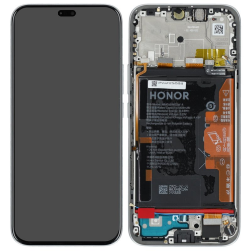 Display Modul mit Rahmen und Toucheinheit + Batterie velvet grey/grau 0235ANTA für Honor 400 Lite 5G (ABR-NX1)