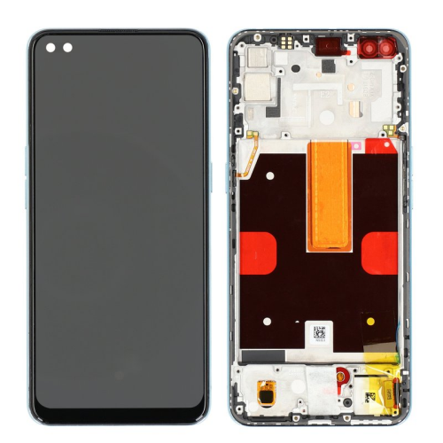 Display Modul mit Rahmen und Toucheinheit galactic blue/gelb 4904704 für Oppo Reno4 5G (CPH2091)