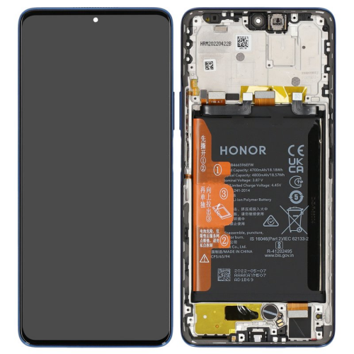 Display Modul mit Rahmen und Toucheinheit + Batterie ocean blue/gelb 0235ACGC für Honor Magic4 Lite 5G (ANY-LX1, ANY-LX2, ANY-LX3)