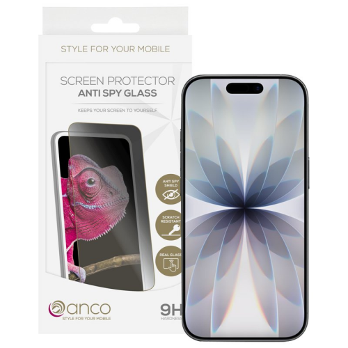 anco Tempered Glass Anti-Spy für Apple iPhone 16 Pro, 17, 17 Pro