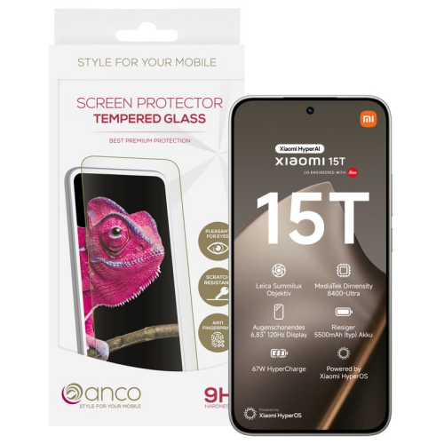 anco Tempered Glass Fullscreen für Xiaomi 15T - black