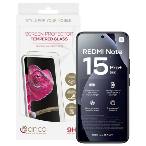 anco Tempered Glass Fullscreen für Xiaomi Redmi Note 15 Pro+ 5G - black