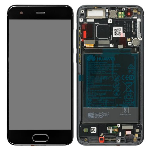 Display Modul mit Rahmen und Toucheinheit + Batterie black/schwarz 02351LGK für Honor 9 Premium