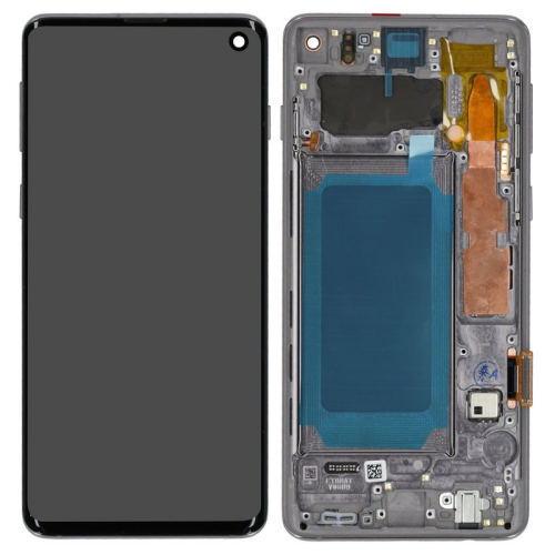 Display Modul mit Rahmen und Toucheinheit OEM prism black/schwarz für Samsung Galaxy S10 SM-G973F