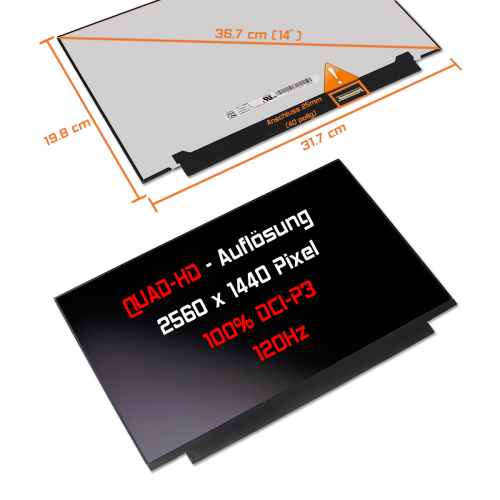 LED Display 14,0" 2560x1440 passend für Tianma TL140BDXP01-00
