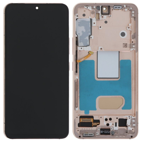 Display Modul mit Rahmen und Toucheinheit pink/rosa gold für Samsung Galaxy S22 (SM-S901B)