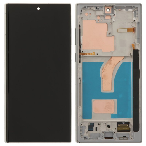 Display Modul mit Rahmen und Toucheinheit phantom white/weiß für Samsung Galaxy S22 Ultra (SM-S908B)