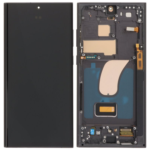 Display Modul mit Rahmen und Toucheinheit phantom black/schwarz für Samsung Galaxy S23 Ultra (SM-S918B)