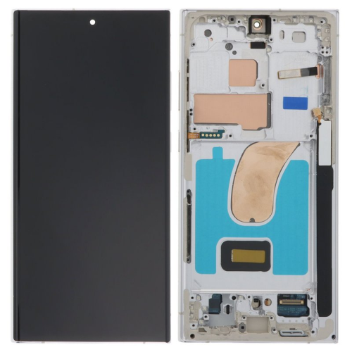 Display Modul mit Rahmen und Toucheinheit sky blue lime für Samsung Galaxy S23 Ultra (SM-S918B)