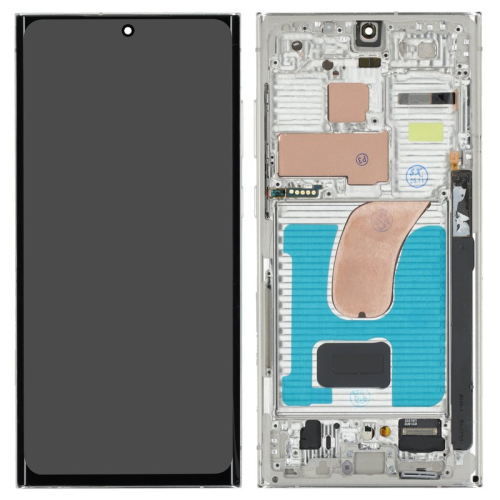 Display Modul mit Rahmen und Toucheinheit cream für Samsung Galaxy S23 Ultra (SM-S918B)