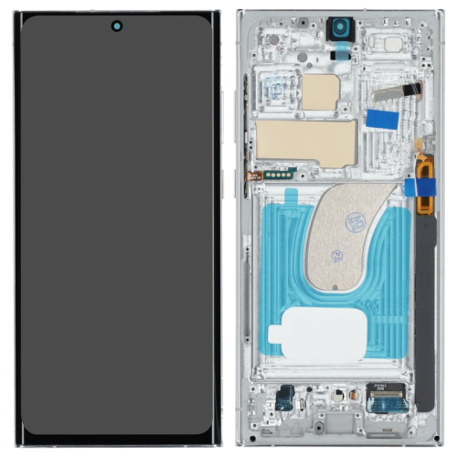 Display Modul mit Rahmen und Toucheinheit sky blue lime für Samsung Galaxy S23 Ultra (SM-S918B)