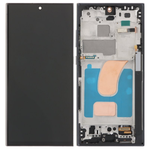 Display Modul mit Rahmen und Toucheinheit phantom black/schwarz für Samsung Galaxy S23 Ultra (SM-S918B)