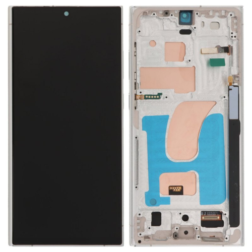 Display Modul mit Rahmen und Toucheinheit sky blue lime für Samsung Galaxy S23 Ultra (SM-S918B)
