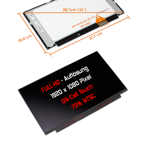 LED Display 14,0" 1920x1080 On-Cell-Touch passend für Acer KL.14005.050