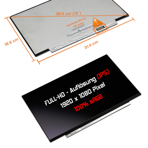 LED Display 14,0" 1920x1080 100%sRGB passend für Acer KL.1400E.024