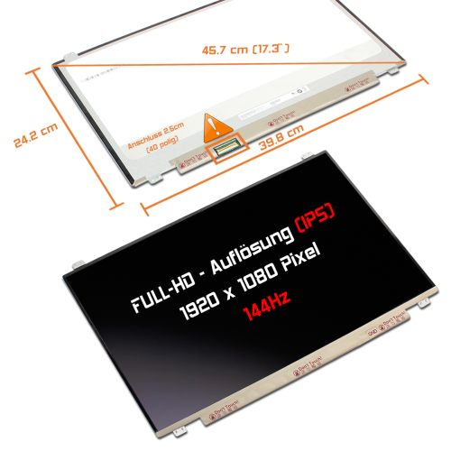 LED Display 17,3" 1920x1080 144Hz passend für Acer KL.17305.014