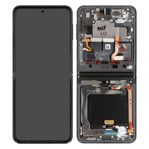Display Modul mit Rahmen und Toucheinheit keine Kamera phantom black/schwarz GH82-27243A für Samsung Galaxy Z Flip3 5G (SM-F711B)