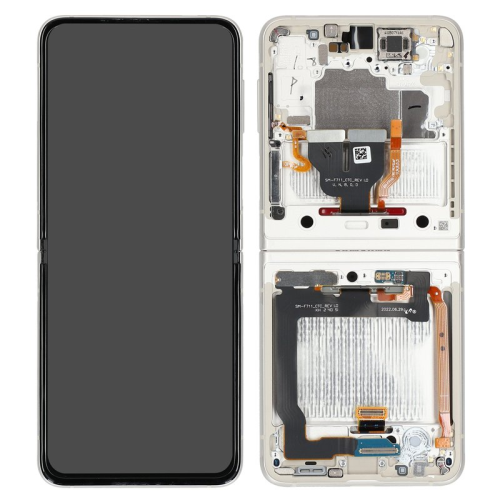 Display Modul mit Rahmen und Toucheinheit keine Kamera cream GH82-27243B für Samsung Galaxy Z Flip3 5G (SM-F711B)