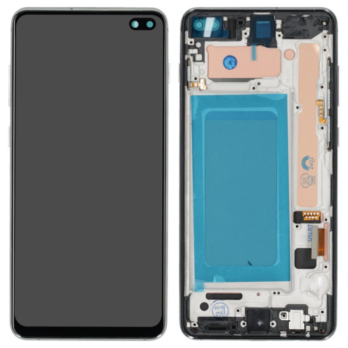 Display Modul mit Rahmen und Toucheinheit OEM prism white/weiß für Samsung Galaxy S10+ (SM-G975F)