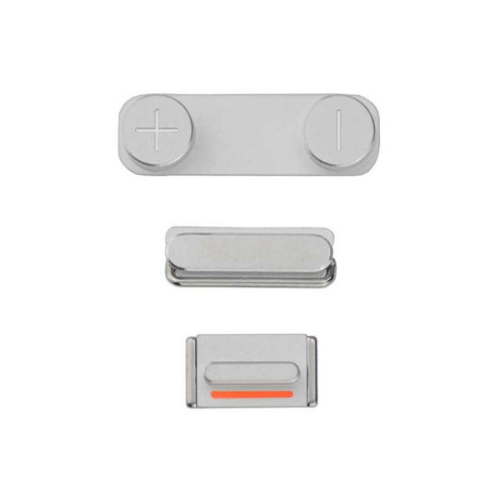 Button-Kit inkl. Lautstärkebuttons, Powerbutton, Stummschalter silber/silver passend für iPhone 5s SE