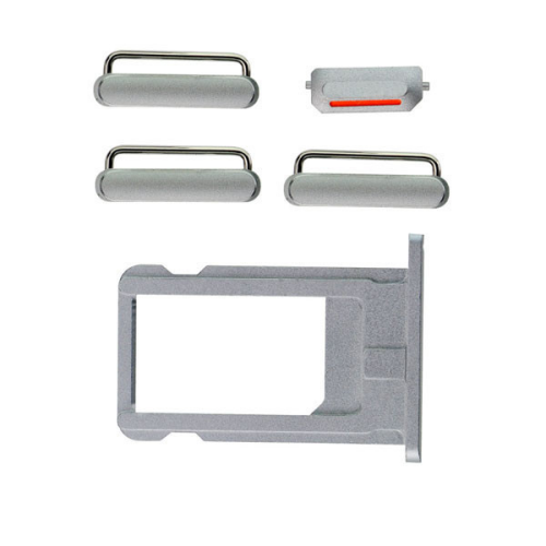 Button-Kit inkl. SIM Kartenhalter, Lautstärke, Powerbutton, Stummschalter grau/grey passend für iPhone 6