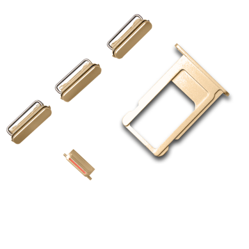 Button-Kit inkl. SIM Kartenhalter, Lautstärke, Powerbutton, Stummschalter gold passend für iPhone 6s