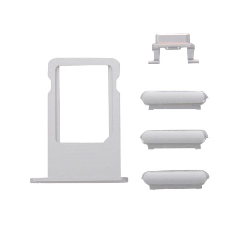 Button-Kit inkl. SIM Kartenhalter, Lautstärke, Powerbutton, Stummschalter silber/silver passend für iPhone 6s Plus