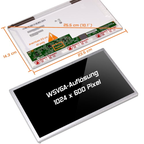 LED Display 10,1" 1024x600 passend für Innolux N101L6-L03 Rev.C2